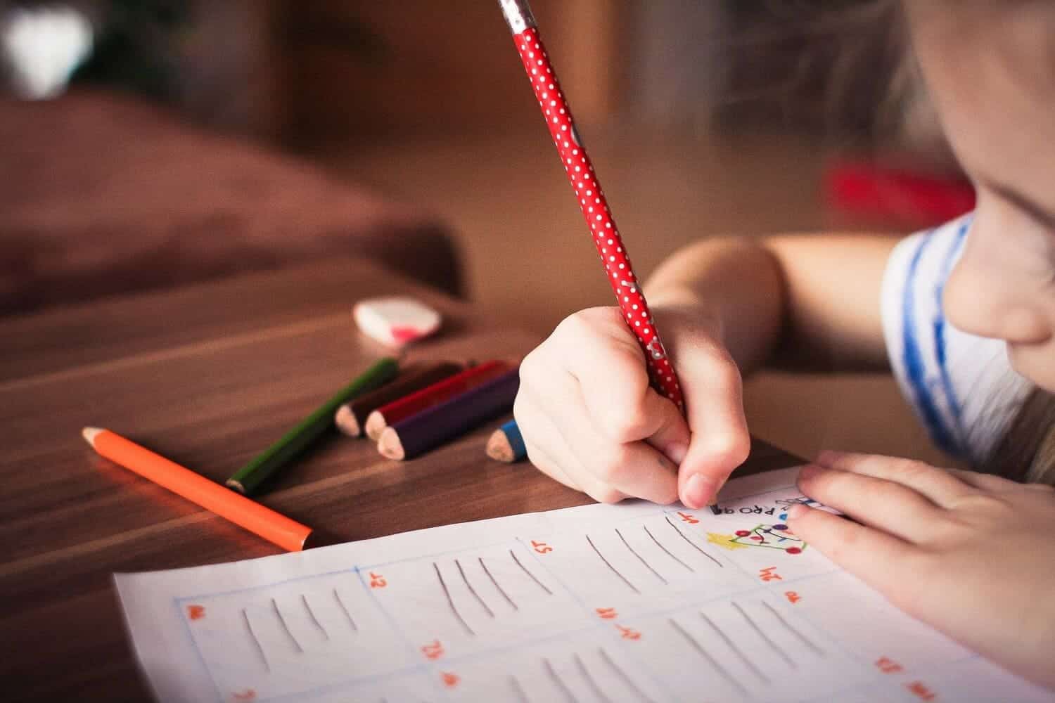 un niño(a) realizando una tarea escolar