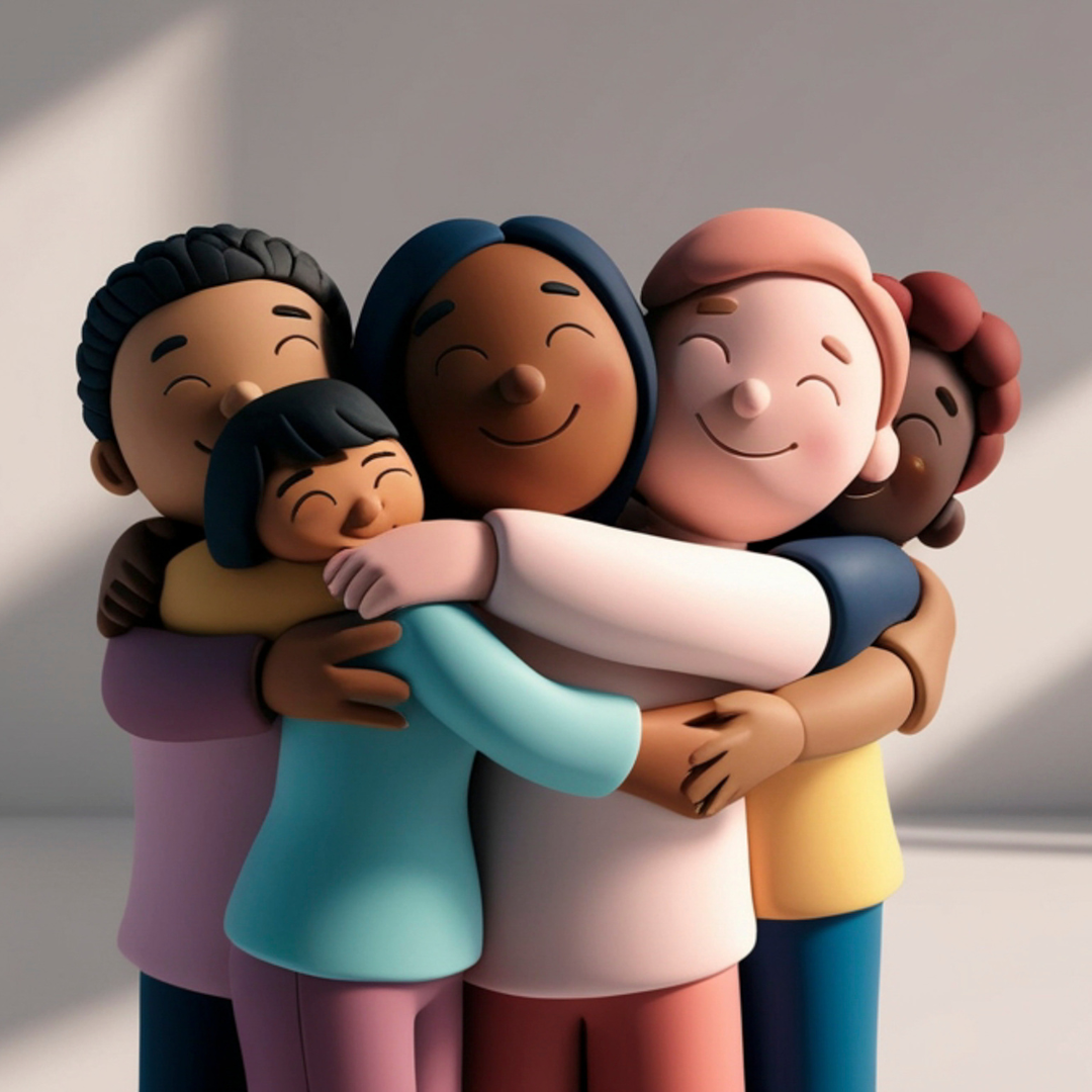 personas animadas, abrazandoce